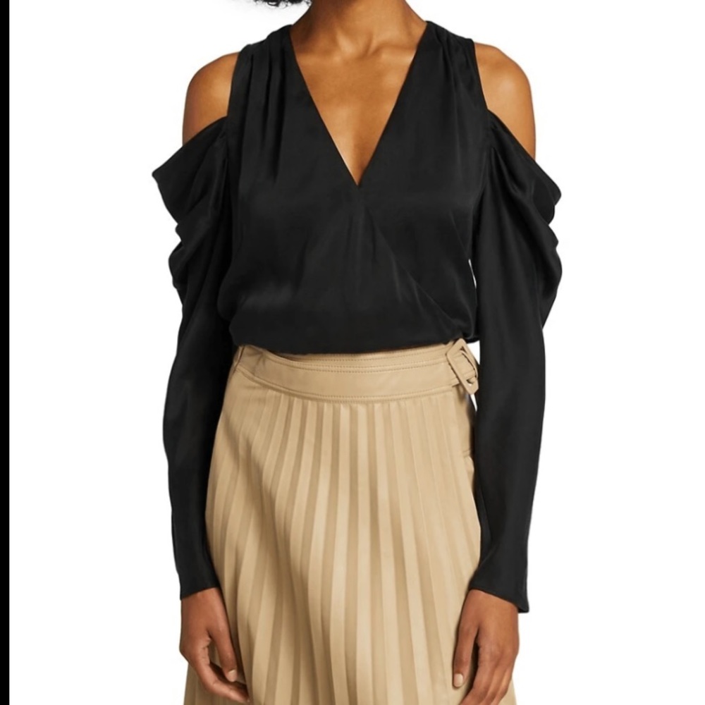 Jonathan Simkhai Black Remington Silk Blouse NWT